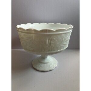 Vintage E.O. Brody Co White Milk Glass Pedestal Compote Bowl M6000 5.5" Tall